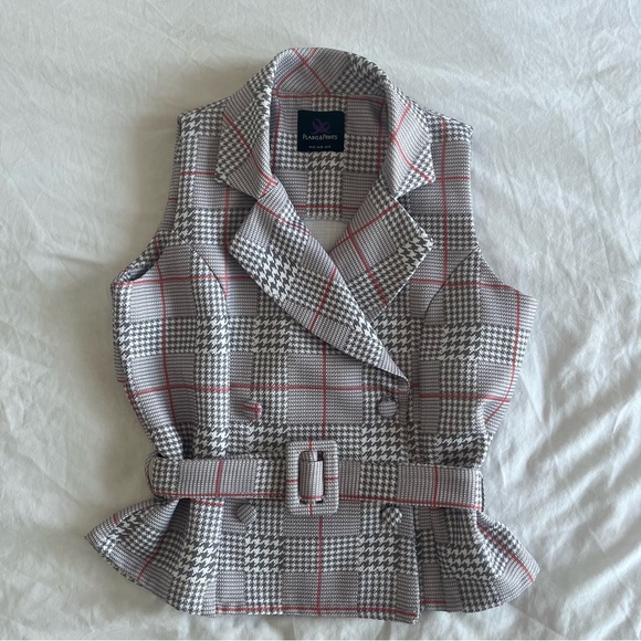 Houndstooth plaid vest suit set - Picture 2 of 13
